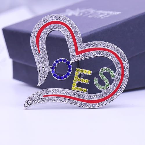 Image of Greek Order Eastern Star Pin Social Members Heart OES Brooch Women Gifts Jewelry