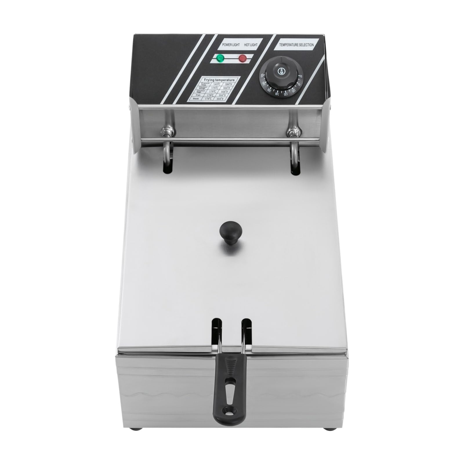 Friggitrice elettrica da 6 l, 2500 W, in acciaio inox, friggitrice elettrica, temperatura regolabile, con scolapiatti dell'olio e coperchio in acciaio inox, con termostato automatico