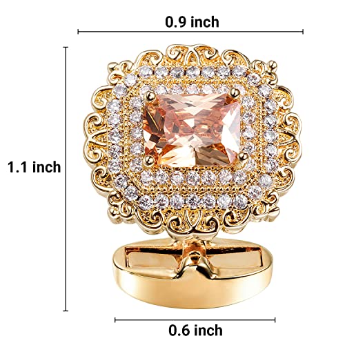 Image of HAWSON Cufflinks for Men, Gold Diamond Crystal Cufflinks for Groom Husband Personalized Gifts, Mens Formal Wedding Business Cufflinks, Luxurious Gorgeous Cuff Links French Shirt Accessories