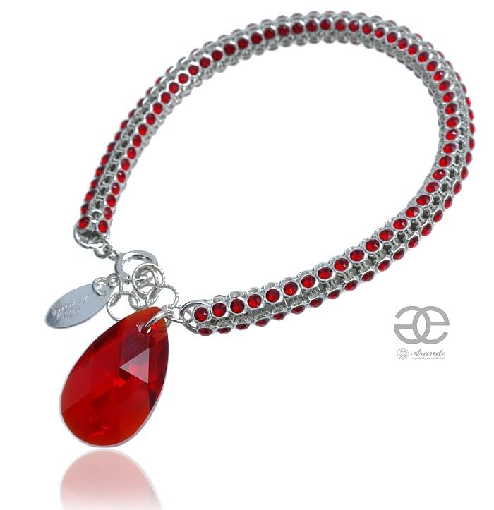 Argent 925 ARANDE : bague cristal rouge d'exception - 2