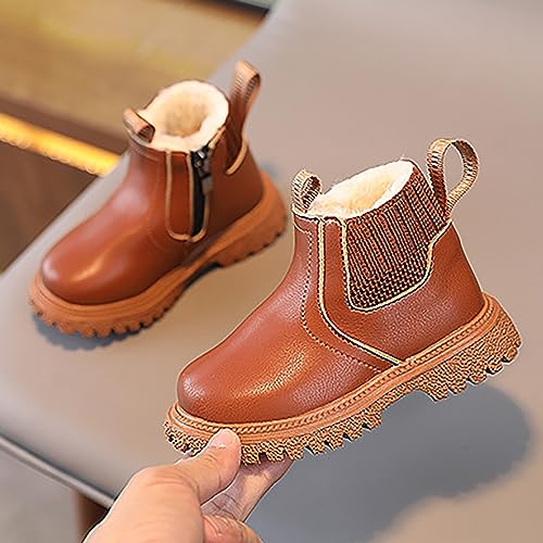IWIHMIV Infant Winter Shoes Girls Waterproof Boots Side Zipper Ankle Booties for Toddler Fleece Snow Ankle Boots2
