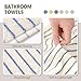HEAVYWOOD Hand Towels Set of 2 Striped 100% Cotton Reversible, Soft & Absorbent Decorative Hand Towel for Bathroom Clearance (White/Blue Stripe, 2Pack)