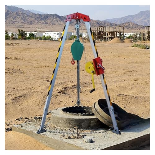 Adjustable Height Safety Hand Rescue Tool Tripod for Manhole/ Confined Spaces/ Lifesaving, Flexible Telescopic Rescue and Fall Protection Lifting Equipment?Hoist Tripod Sets(1200LBS winch+Rated Load 3