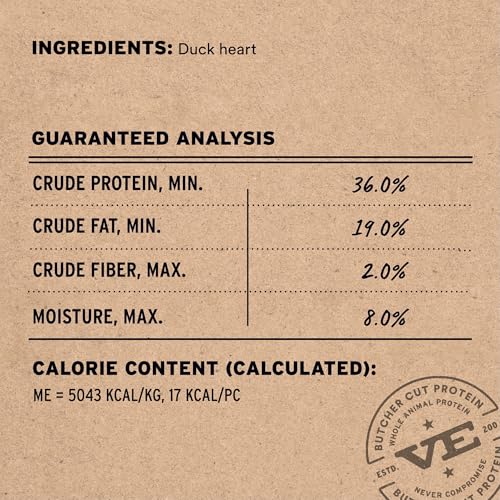 Image of Vital Essentials Freeze Dried Raw Duck Hearts Dog Treats | Single Ingredient | Premium Quality | Grain Free Treats for Dogs, 3.5 oz Bag