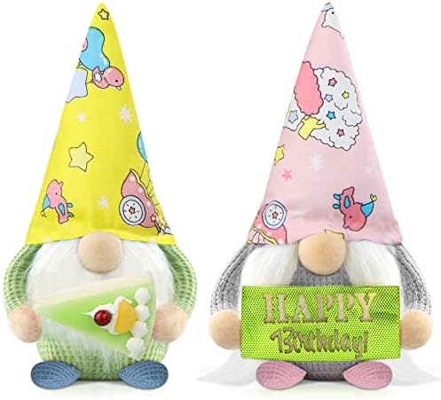 Happy Birthday Gnome - 13.8" Handmade Plush Gnome Decor For Tiered Tray, Party, Farmhouse - View #3