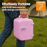Abode Pink Mini Fridge A4CLR201P 4L/6 Can Portable Thermoelectric Mini Cooler & Warmer for Drinks, Cosmetics/Makeup/Skincare, AC/DC Power, Retro Style, For Bedroom, Home, Caravan, Car - Image 8