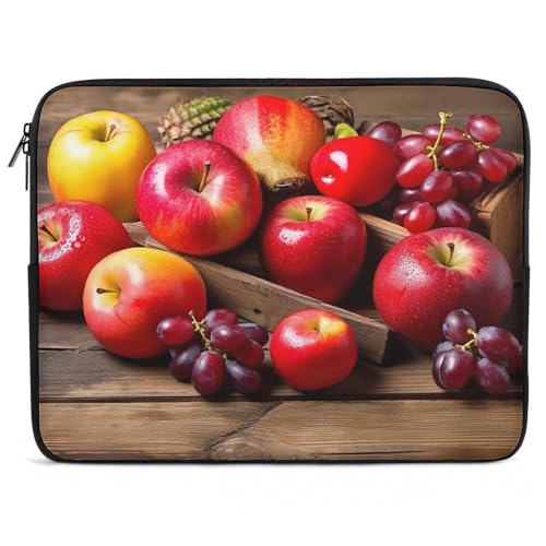 Fruits on Wood Laptop Sleeve Case 17inch, Shockproof Protective Case,