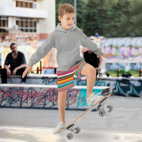 Colorful Mexican Stripes Athletic Shorts with Zipper Pockets, Youth Boys Athletic Running Shorts for Summer4