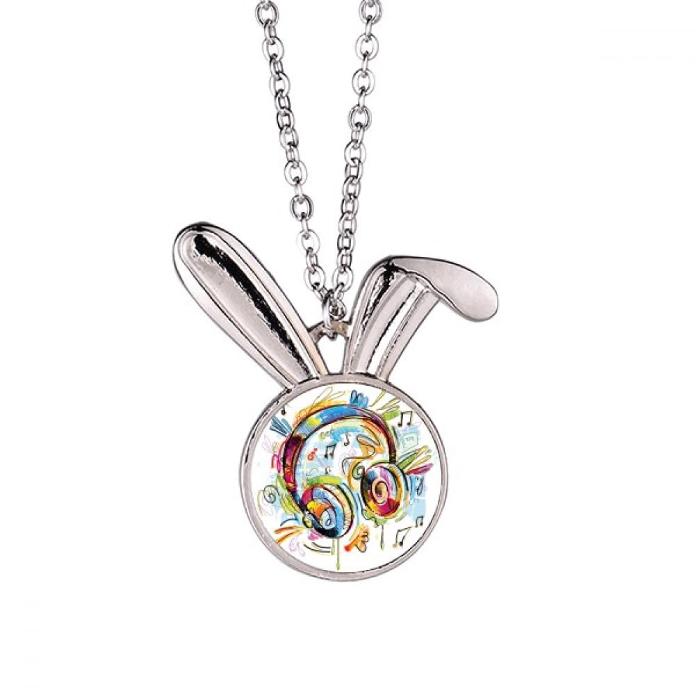 Collier lapin motif musical coloré idée cadeau originale mélomane