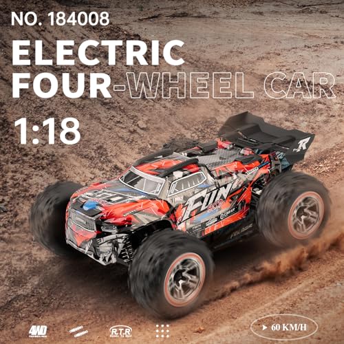 Goolsky Ferngesteuertes Auto, RC Car 2,4 GHz, 1/18 All-Terrain-Ferngesteuerter LKW, 60 km/h Hohe Geschwindigkeit RC Auto Offroad Gel&auml;ndewagen Crawler mit b&uuml;rstenlosem Motor LED-Licht