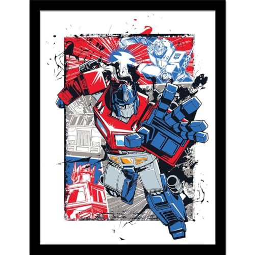 Transformers - Poster encadré (40 cm x 30 cm) (Rouge/Bleu/Gris)