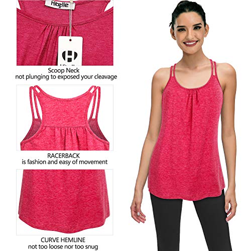 Hibelle Yoga Tank Tops for Women, Ladies Workout Gym Athletic Shirts Stylish Basic Layered Womens Camisole Tanks Tee Shirt Summer Top 2025 Watermelon Red X-Large