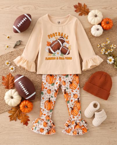 Image of Unique Baby 2 Piece Girls Double Ruffle Leggings and Long Sleeve Shirt Clothes Set Kid and Toddler Girl Outfit