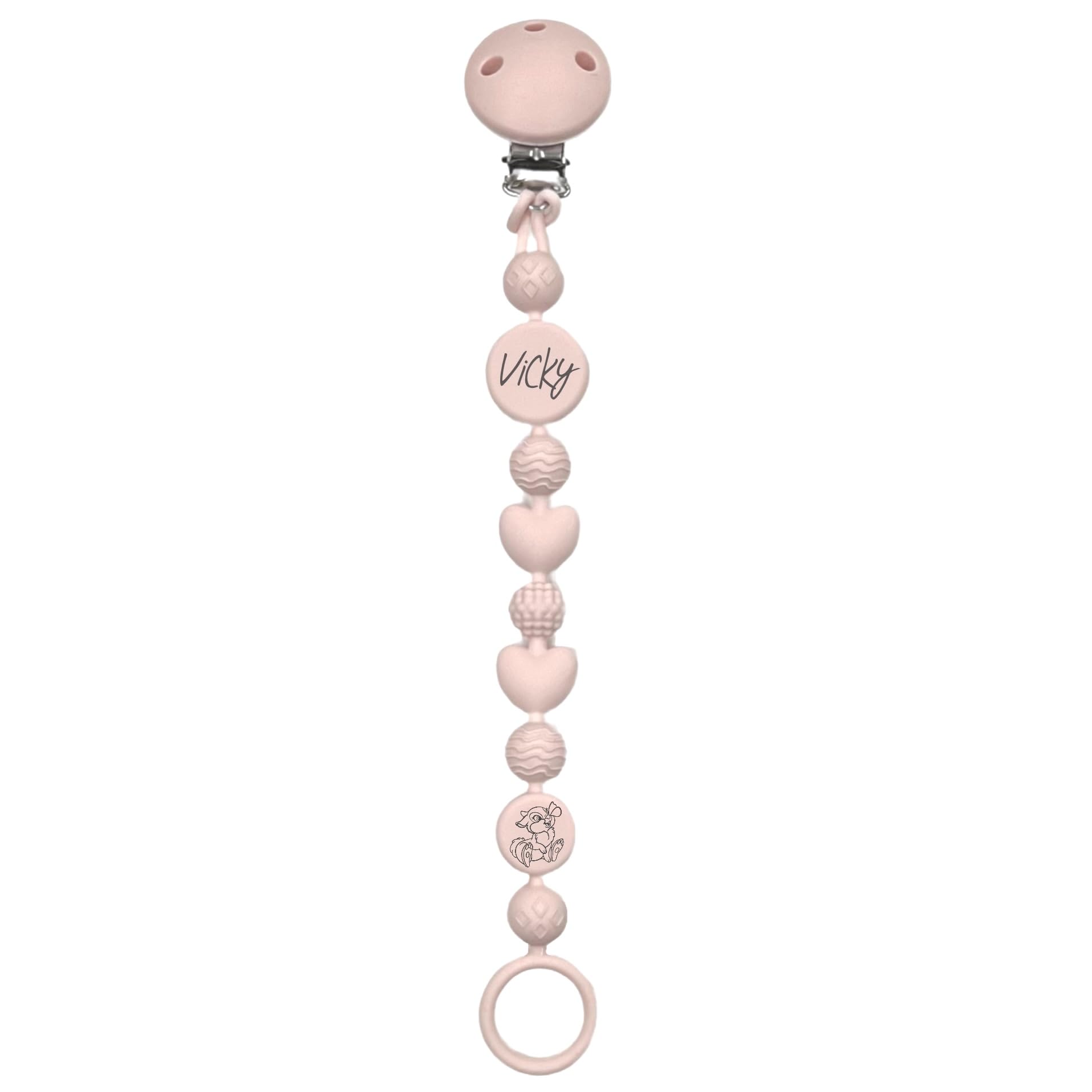 Portaciuccio, Portasucchietto IN SILICONE,Catenella portaciuccio personalizzata con nome BUBBLE BOROTALCO BABYJART,ULTRA LEGGERA,lavabile, sicura per il bambino,compatibile con ciuccio MAM e CHICCO!