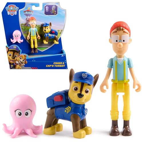 A patrulha canina, conjunto de figuras de chase e o capitão Turbot com figura de brinquedo de bebé polvo brinquedos para meninos e meninas a partir de 3 anos