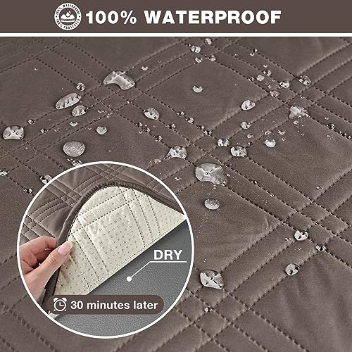 Image of TAOCOCO 100% Waterproof Oversized Loveseat Recliner Cover, Non Slip Split Couch Covers for Reclining Loveseat with Elastic Straps for Kids Pets(Oversized 2 Seater, Taupe)