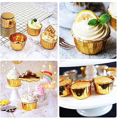 QUARKZMAN 50 Stück Einseitige Aluminiumfolie Cupcake-Förmchen mit