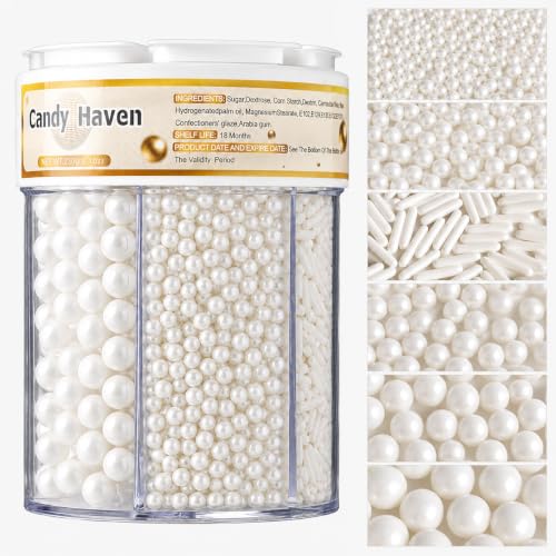 Image of Easter Sprinkles for Baking Edible Sugar Confetti, Nonpareils & Sugar Pearls - Easter Cake Decorations, Cookies, Cupcakes, Dessert Toppings (Spring Pastel Colors) (White)