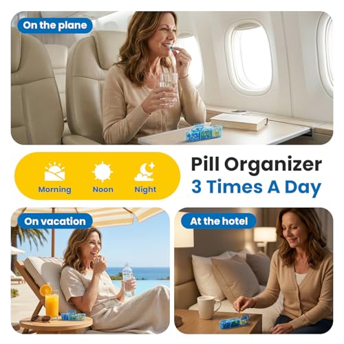 Image of Odaro Pill Organizer 3X a Day, Medicine Pill Organizer 7 Day, Weekly Pill Case with 21 Compartments for Medicine, Vitamin and Supplement, Black