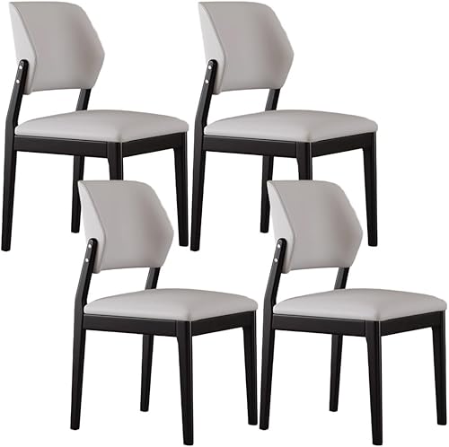 Miniatura 22 de YVYKFZD Juego de sillas de comedor de madera, silla de comedor de cuero, sillas de cocina tapizadas con respaldo curvo, silla de sala de estar sin