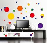 GUDOJK Stück Mehrfarbiges Punkt-Wandgemälde, das überall an Glas-Küchenschrank-TV-Schlafzimmer-Besen-Glasboden-Wandaufklebern befestigt ist
