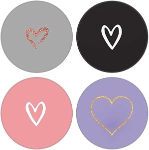 4 Pack / Foldable Finger Cell Phone Stand, Grip Holder for Smartphone - White Rose Gold Heart Purple Black Pink