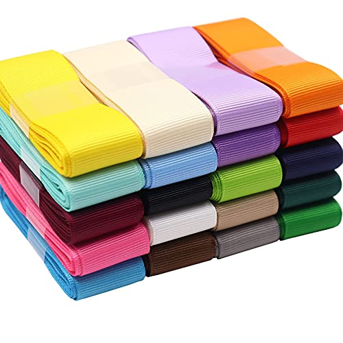 1 Inches Grosgrain Ribbons Fabric Ribbons, 20 Colors*2 Yards Each Total 40 Yards, Boutique Ribbons For Gifts Wrapping, Diy Bow Hair Accessories #TOP3