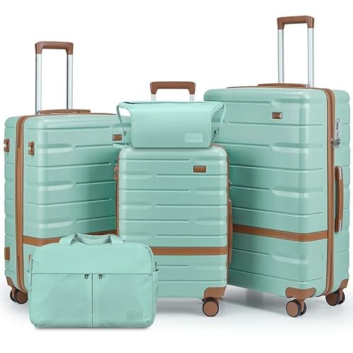 Luggage Sets 3 Piece with TSA Lock Hardside PC+ABS Carry On Suitcase with YKK Zippers Lightweight Rolling Travel Luggage Sets with Spinner Wheels (Green)