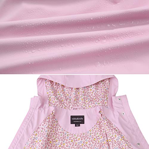 Image of Rokka&Rolla Girls' Rain Jacket Waterproof Rubber Slicker Toddler Raincoat for Little Girls 2T-12