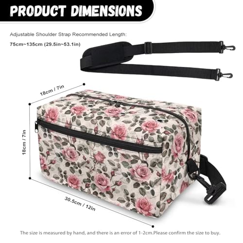 Image of Drnuikhe Roses Large Crochet Bag Knitting Tote Bag Portable Knitting Bag for Yarn Storage, Lightweight Crochet Bag Knitting & Crochet Supplies Crochet Gift for Mother Wife