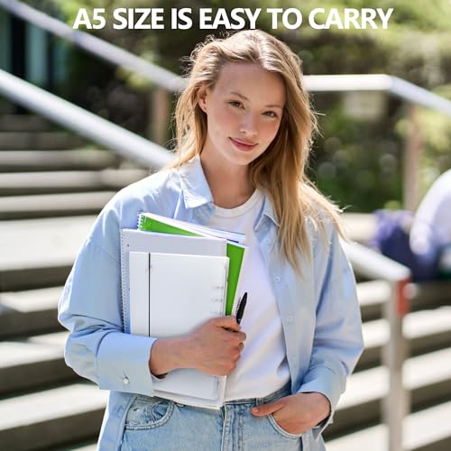 6 Löcher A5 Ringbuchordner Transparentes Nachfüllbare Notizbuchhülle mit A5 Binder Taschen Budget Planner Ordner für Loseblatt Schule Büro Haushalt