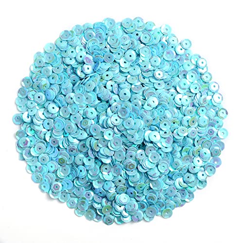 Naler 2800 Pcs 6MM Loose Sequins, Small Cup Sequins for Crafts, Sky Blue