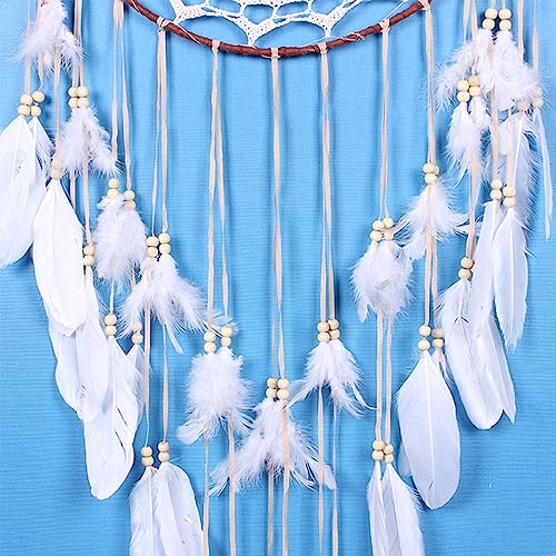 Atrapasueños blanco para decoración de pared hogar estilo nórdico colgante 4