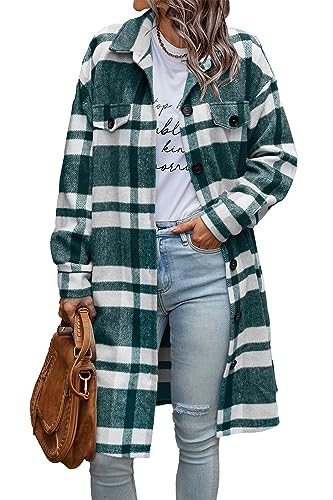 Image of PRETTYGARDEN Womens Plaid Shacket Jacket Flannel Shirts