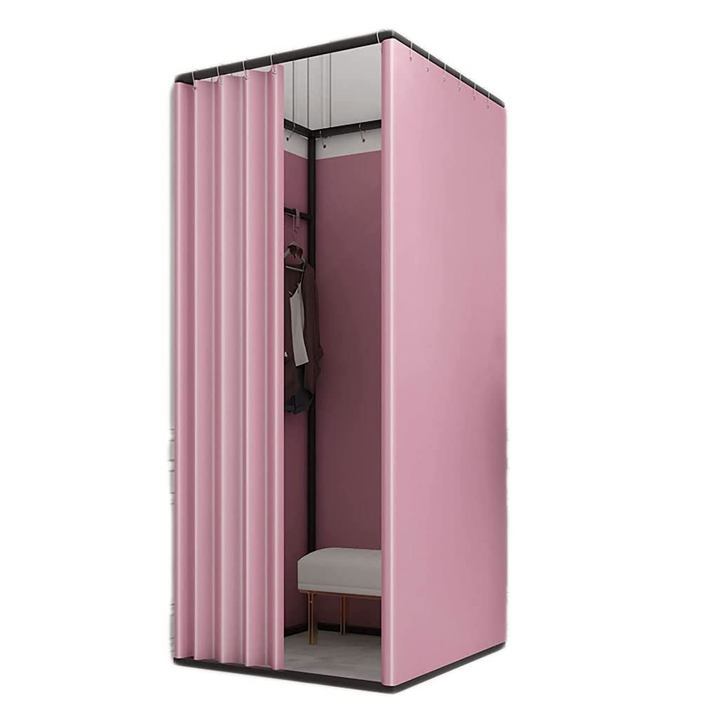 Cabine d'essayage carrée portable avec rideau occultant et crochet pour magasin et bureau