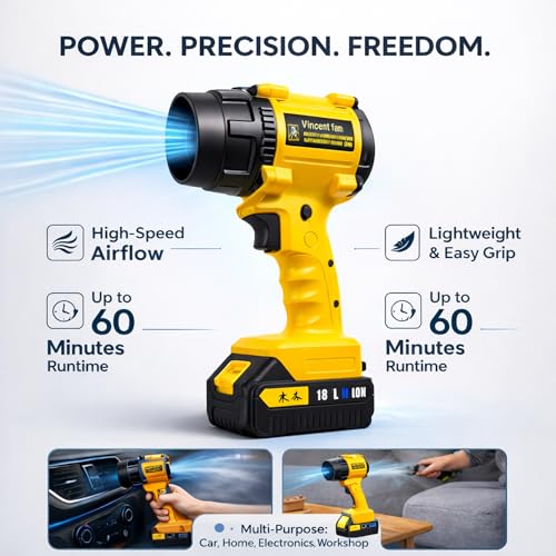Image of YOURKARTS.COM Mini Blower Turbo Fan 18V 110000RPM Powerful Air Duster | Portable Rechargeable Jet Fan Multi-Functional Cleaning Tool for Car, Computer, Electronics & Home (air Blower f018)