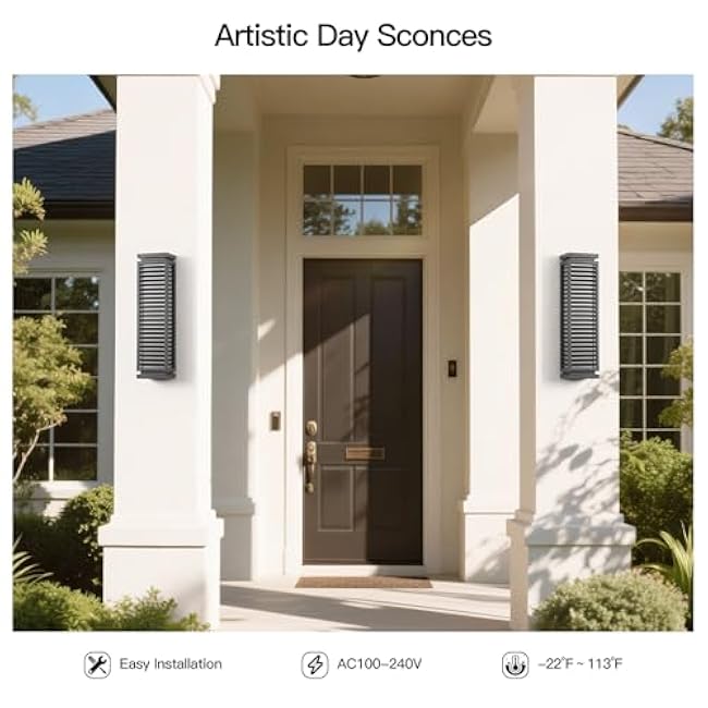 Outdoor Wall Lights, 23.6 Large Exterior Lighting Fixtures Waterproof, Modern Wall Mount Lamp Hard Wired 3000K LED Front Porch Lantern Garage Sconce for House Outside Patio Garden Fence Backyard