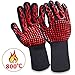 Produktbild Goovy Grillhandschuhe, Ofenhandschuhe Hitzebeständige BBQ Handschuhe Kochenhandschuhe bis zu 1472°F 800°C Backhandschuhe rutschfeste mit Silikon für Grill/Kochen/Backen/Schweißen (Rot)