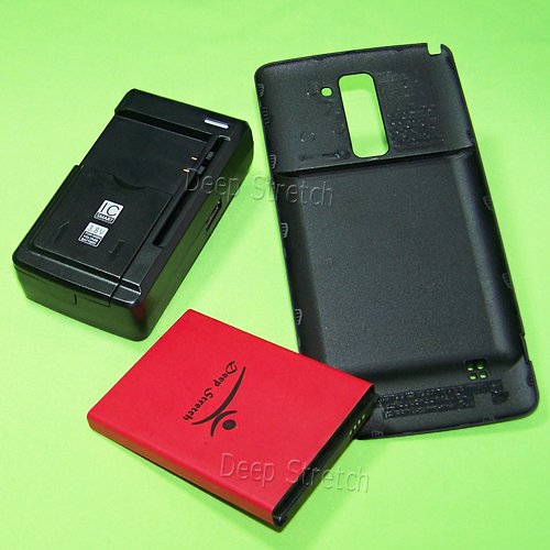 Deep Stretch High Capacity 8000mAh Spare Extended Battery Thicker Door Cover Universal Dock Wall Quick AC USB Charger Compatible with LG Stylo 2 Plus MS550 Phone