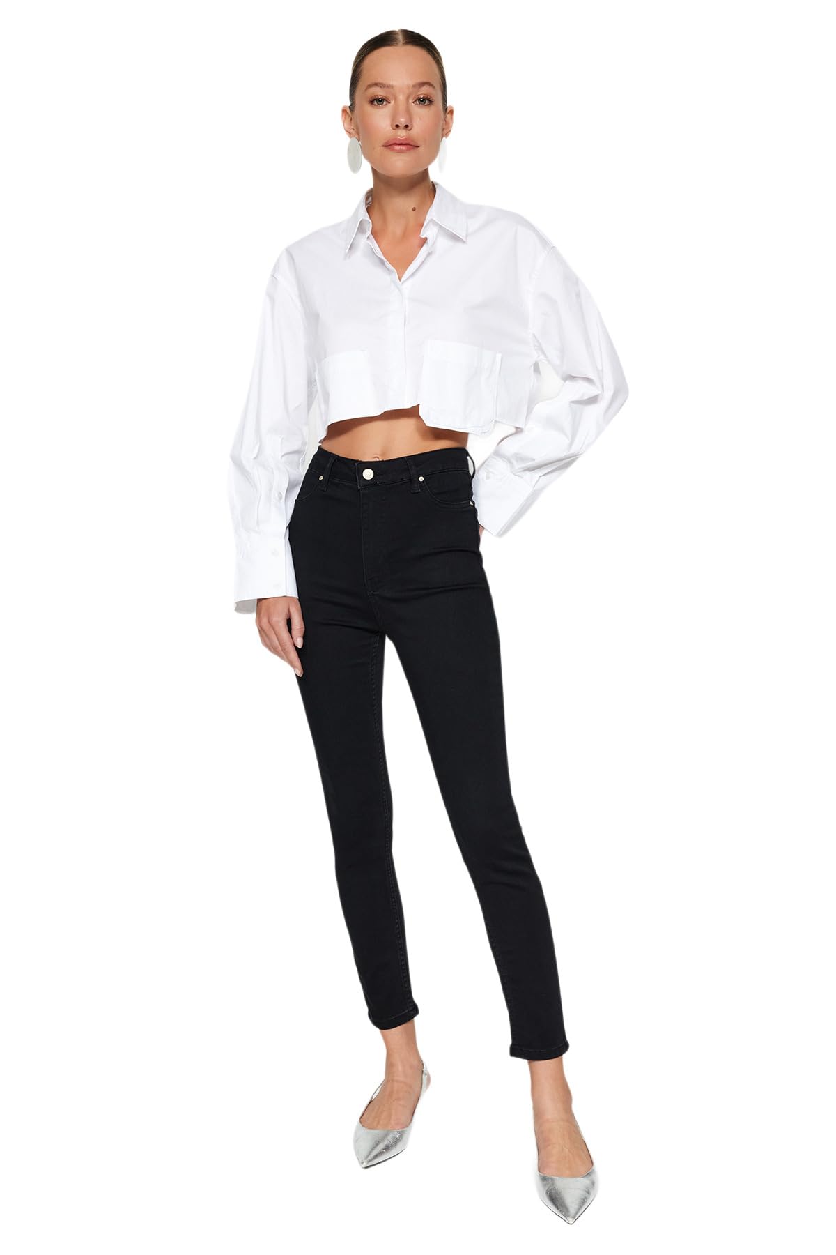 TRENDYOL Black High Waist Jegging Jeans TWOAW24JE00264, Black, 44