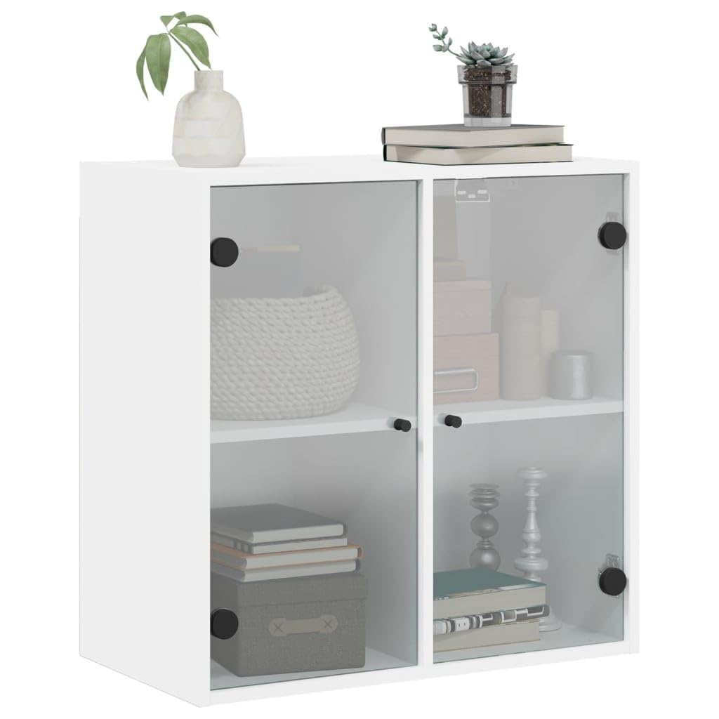 Szafka ścienna z drzwiami szklanymi 68x37x68,5 cm biała