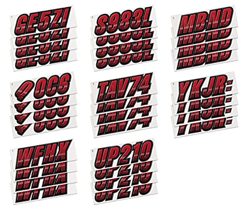 Image of STIFFIE Techtron Burgundy /Black 3 inch Boat & PWC Registration Decals • Numbers Letters Stickers