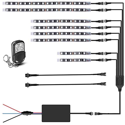 8Pcs Motorcycle LED Light Kit Strips Atmosphere Lamp Multi-Color Accent Glow Neon Lights Waterproof RGB Motorcycle Lights with RF Wireless Remote Controller,Motorcycle LED Lights Kits