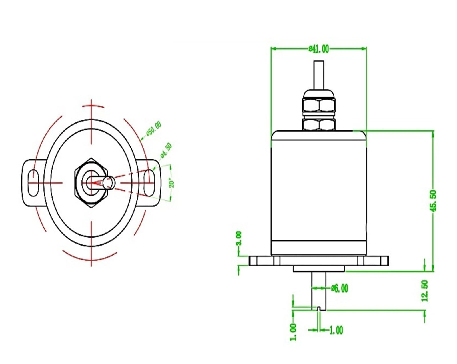 WOA-C Hall-Prinzip Berührungsloser Winkelsensor Hall-Winkellineal Winkelmessung(0-90°,0-5V)