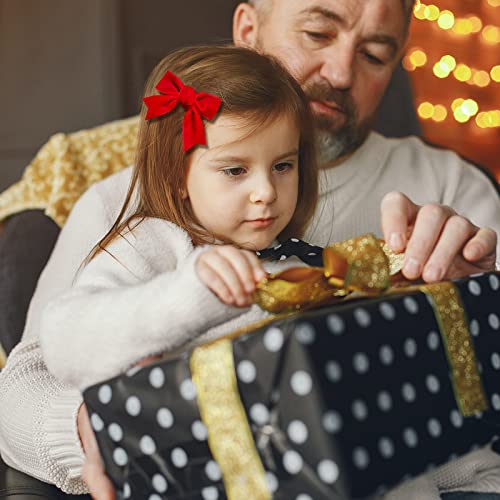 Red Velvet Ribbon Bow Hair Clip Valentines Handmade Cute Alligator Barrettes Bowknot Hair Accessory Small For Little Teen Toddler Baby Girls Kids Women Xmas Gift #TOP3