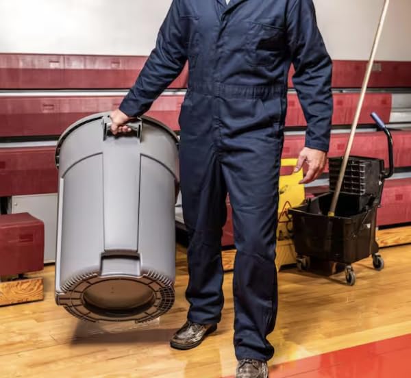 Commercial Outdoor Trash Can with Lid, 32 Gallon, Grey (2-Pack) RB74272