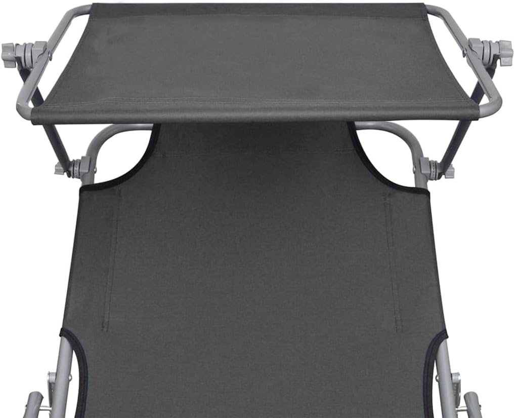 Outdoor Chaise Lounge Set, Patio Pool Chairs, Adjustable Back,Outdoor Folding Sun Lounger,with Canopy, Gray Aluminum