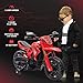Qaba Kids Motorcycle, 6V Battery Powered Dirt Bike with Training Wheels, Horn & Start Sound, Electric Motorbike for Kids 3-8 Years, Red