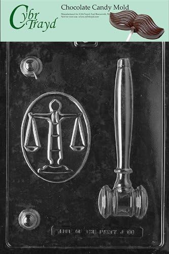 Cybrtrayd Life of the Party J088 Legal Kit Gavel, Scale, Justice Chocolate Candy Mold in Sealed Protective Poly Bag Imprinted with Copyrighted Cybrtrayd Molding Instructions