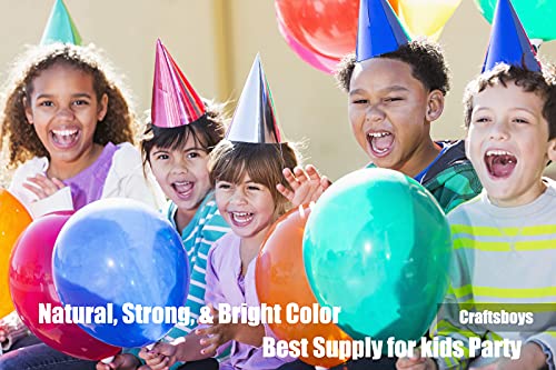 Craftsboys Balloons Pack of 60, Rainbow Set 12 Inch, Assorted Bright Colors, Made With Strong Multicolored Latex, For Helium Or Air Use. Kids Birthday Party Decoration Accessory (Assorted, 60pcs)